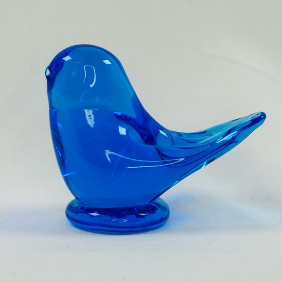 Leo Ward Bluebird of Happiness Other - Leo Ward 1995 Vintage Blue Bird Of Happiness Art Glass Cobalt Signed 3.5x3.25 In